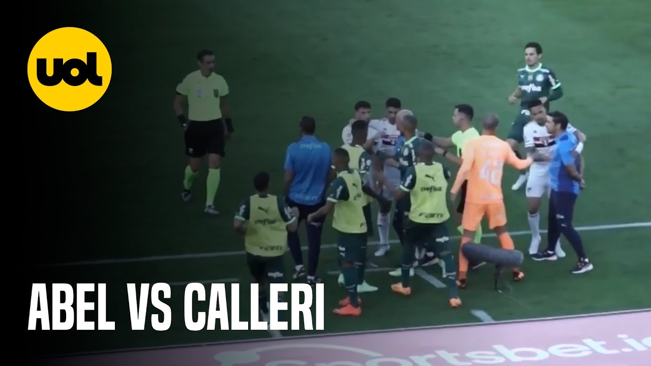 ABEL FERREIRA ENCARA CALLERI APÓS CHOQUE COM MAYKE E LEVA CARTÃO AMARELO EM SÃO PAULO X PALMEIRAS