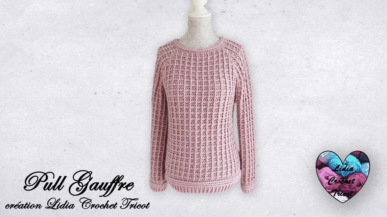 Pull Gauffre Crochet Unisex Toutes tailles Facile 