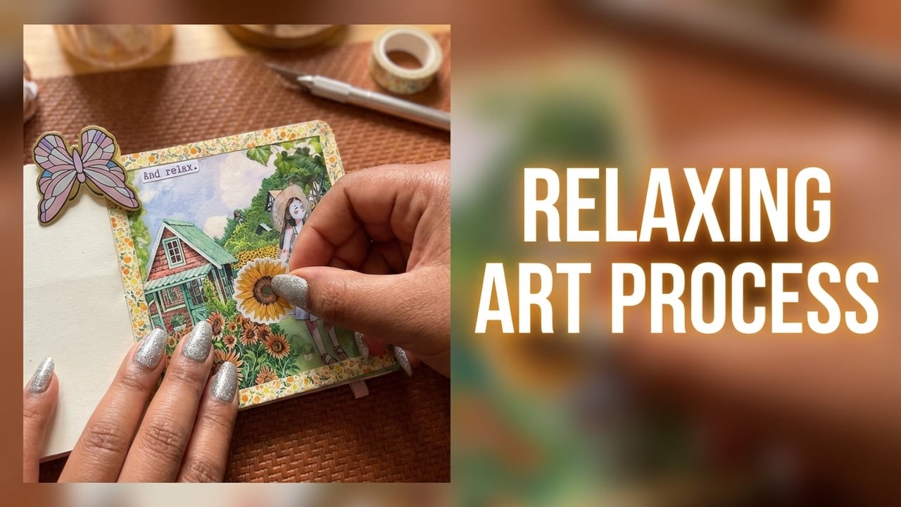 ASMR Art Journaling | Sunflower Collage 🌻 | Slow Creative Process & Unused Supplies