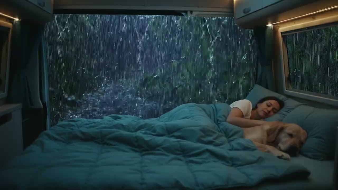 Soft Rain on a Camper Van Helps You Fall Asleep in Just 5 Minutes 🌧️Deep sleep