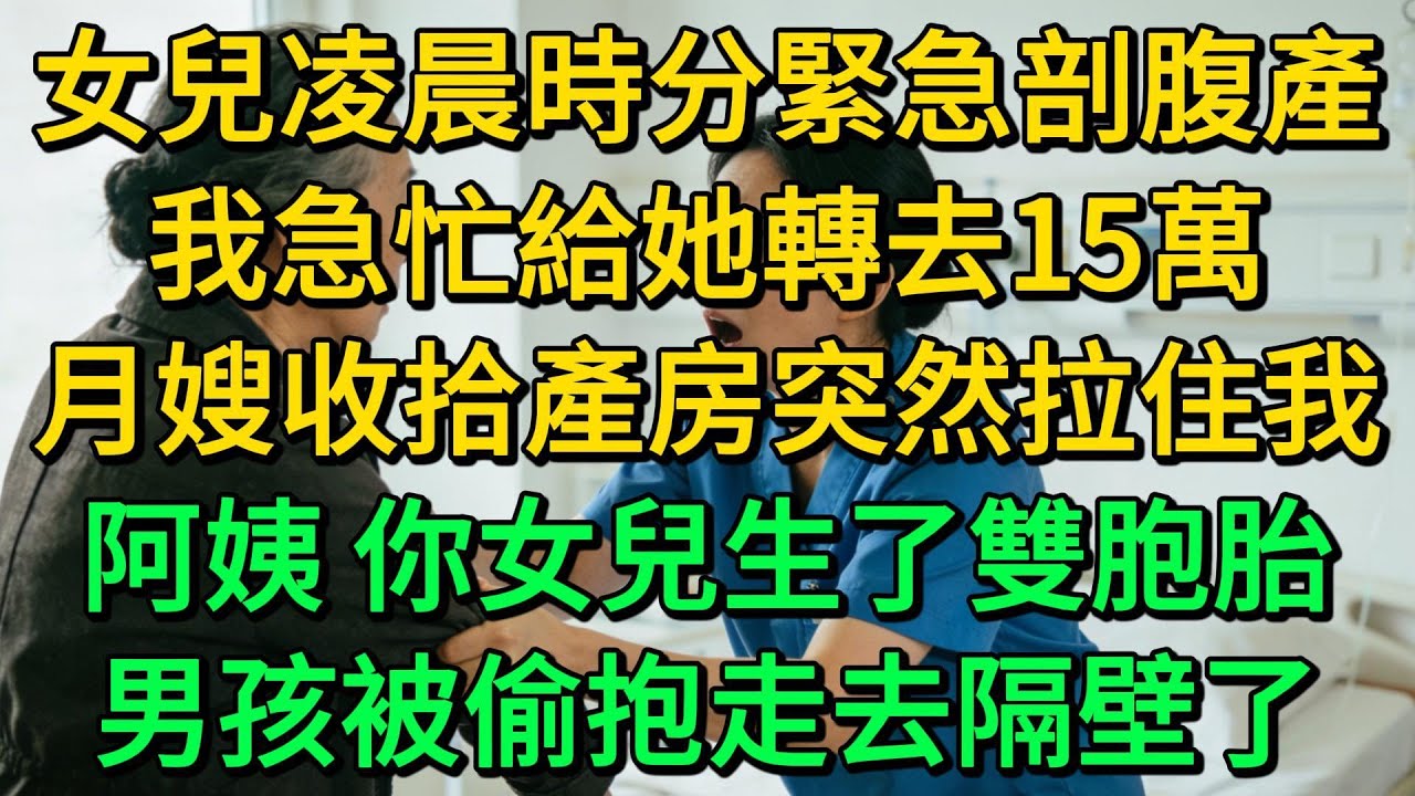 女兒凌晨時分緊急剖腹產，我急忙給她轉去15萬，月嫂收拾產房突然拉住我：阿姨 你女兒生了雙胞胎，男孩被偷抱走去隔壁了 | 柳梦微语