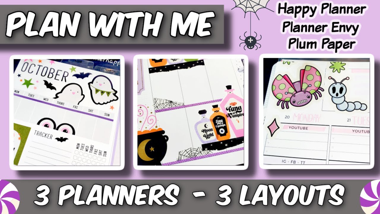 Plan With Me 🕷️ 3 Planners with 3 Different Layouts! Happy Planner, Planner Envy & Plum Paper