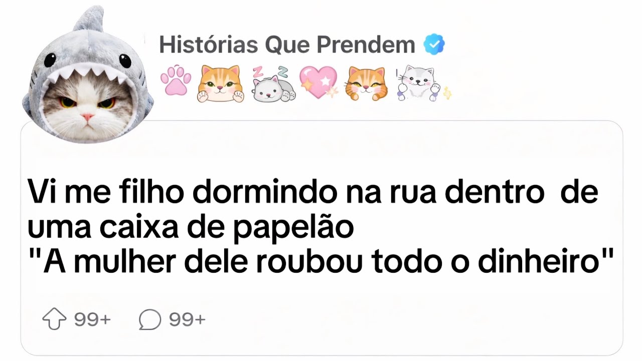 Vi me filho dormindo na rua dentro de uma caixa de papelão a mulher dele roubou todo o dinheiro...