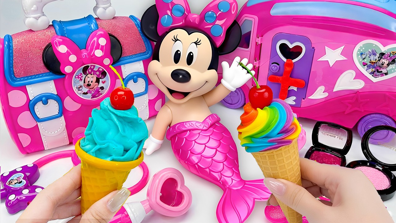 Minnie Mouse 2026🎀 Set Unboxing Rainbow Ice Cream y Pink Mermaid Beauty con Juguetes Disney ASMR