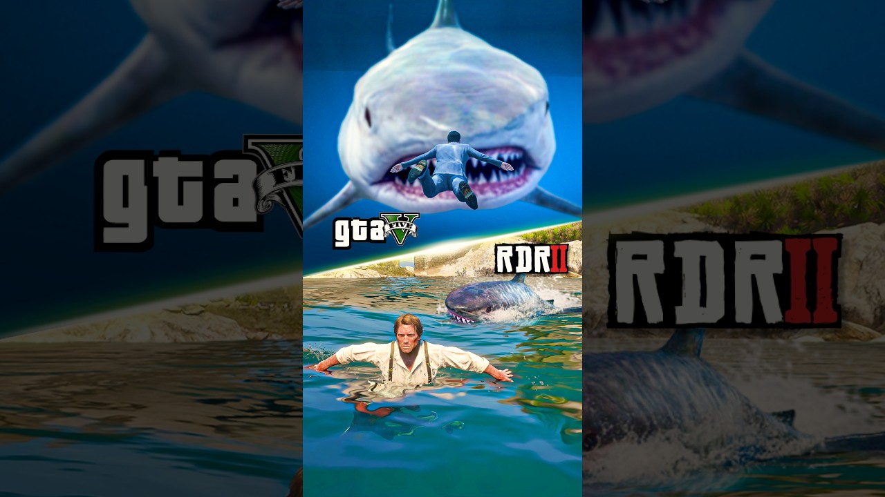 GTA V vs RDR2 &ndash; Shark Attack Comparison! 🦈 #shorts