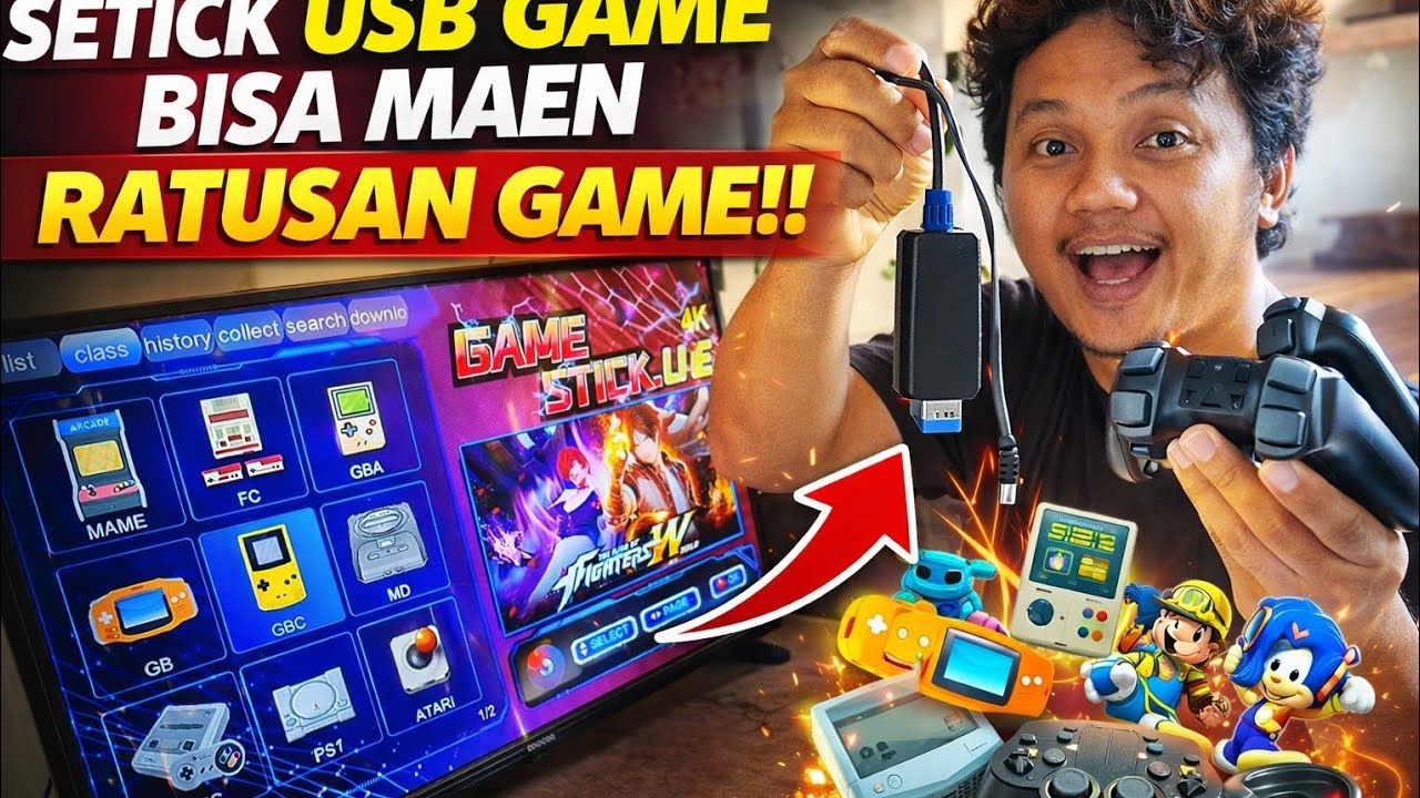 Mencoba stick game usb ratusan game