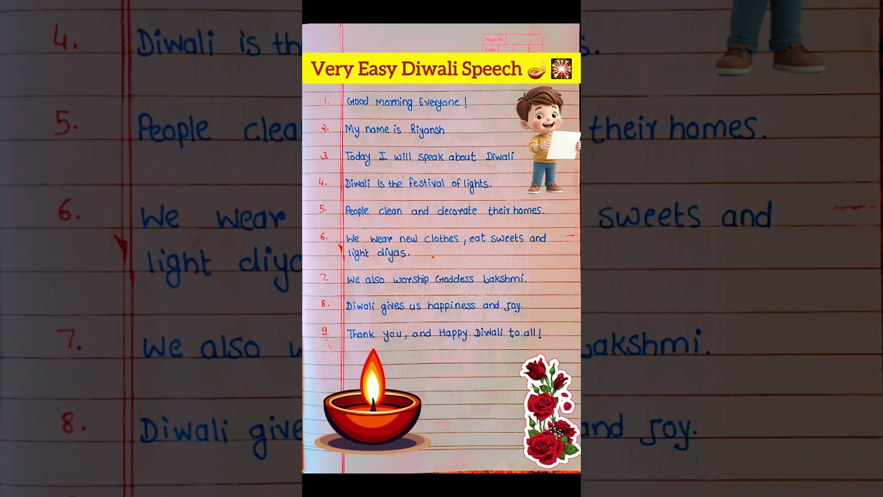 🪔 Very Easy Diwali Speech in English | Short Speech for Kids | Diwali Festival Speech 2025#shorts