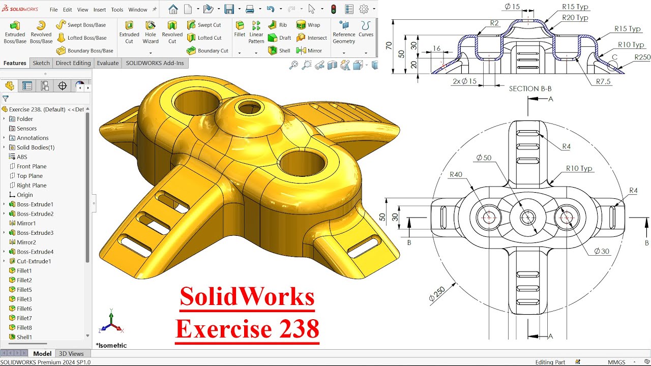 SolidWorks Tutorial Exercise 238-Plastic Part
