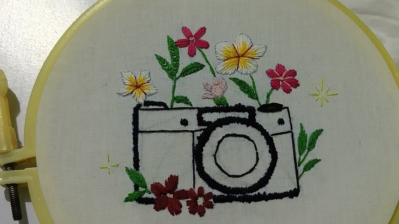 Floral Embroidery Tutorial || Camera Embroidery Design | #handbroidery #views_viral #2026 