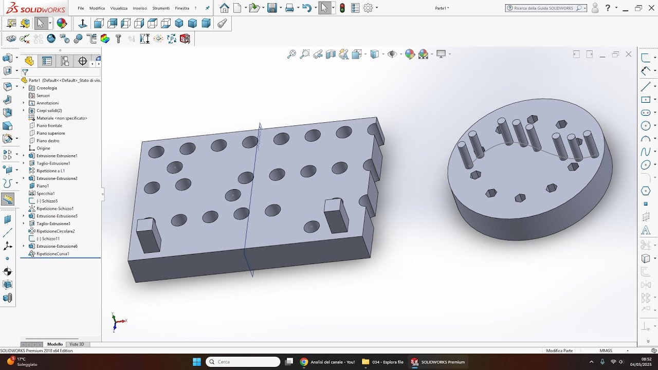 SolidWorks: Ripetizione lineare, circolare, guidata da curva e da schizzo
