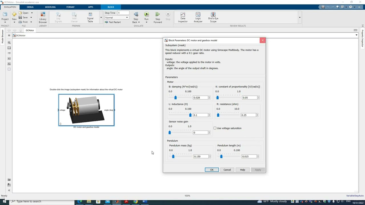 Virtual control LAB setup for course project