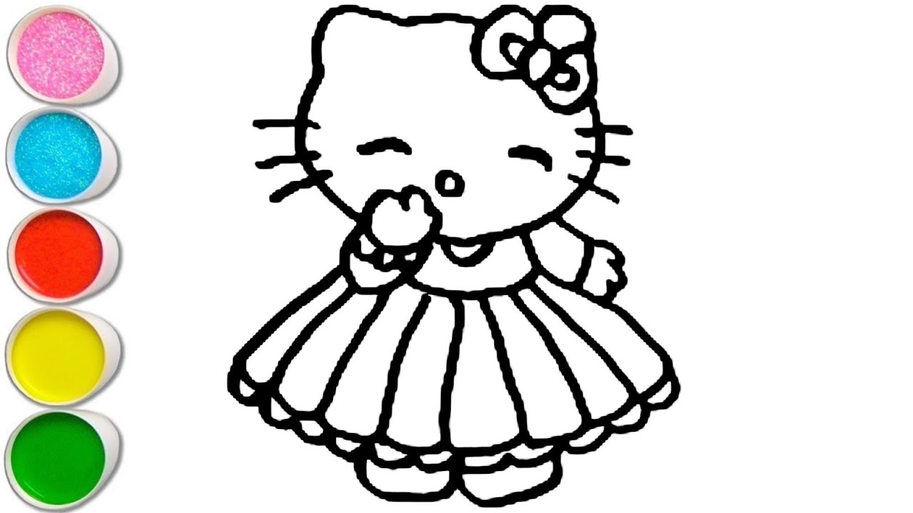 Cute  Hello Kitty princess Drawing, Painting and Coloring For Kids and Toddlers_ Easy Drawing 