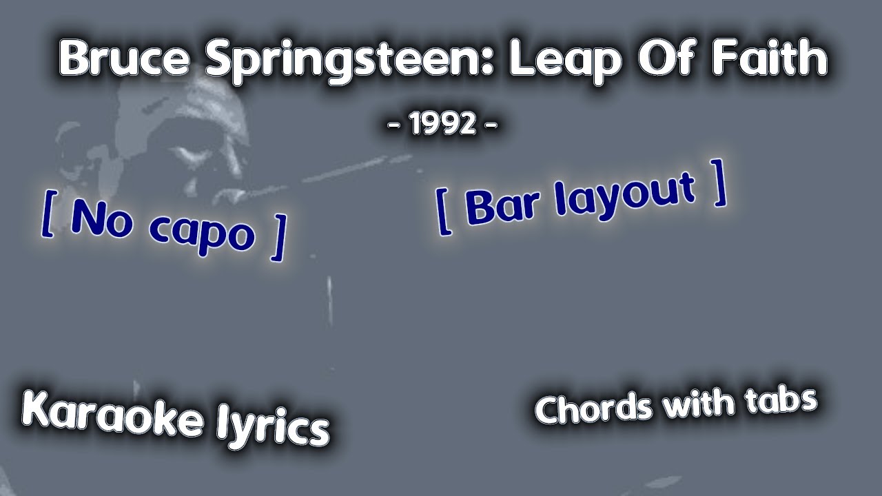 Bruce Springsteen: Leap Of Faith: Bar Layout