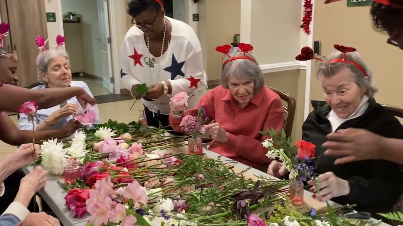 Creating Floral Arrangements | Transitional Memory Care at Chateau Madeleine, Melbourne FL