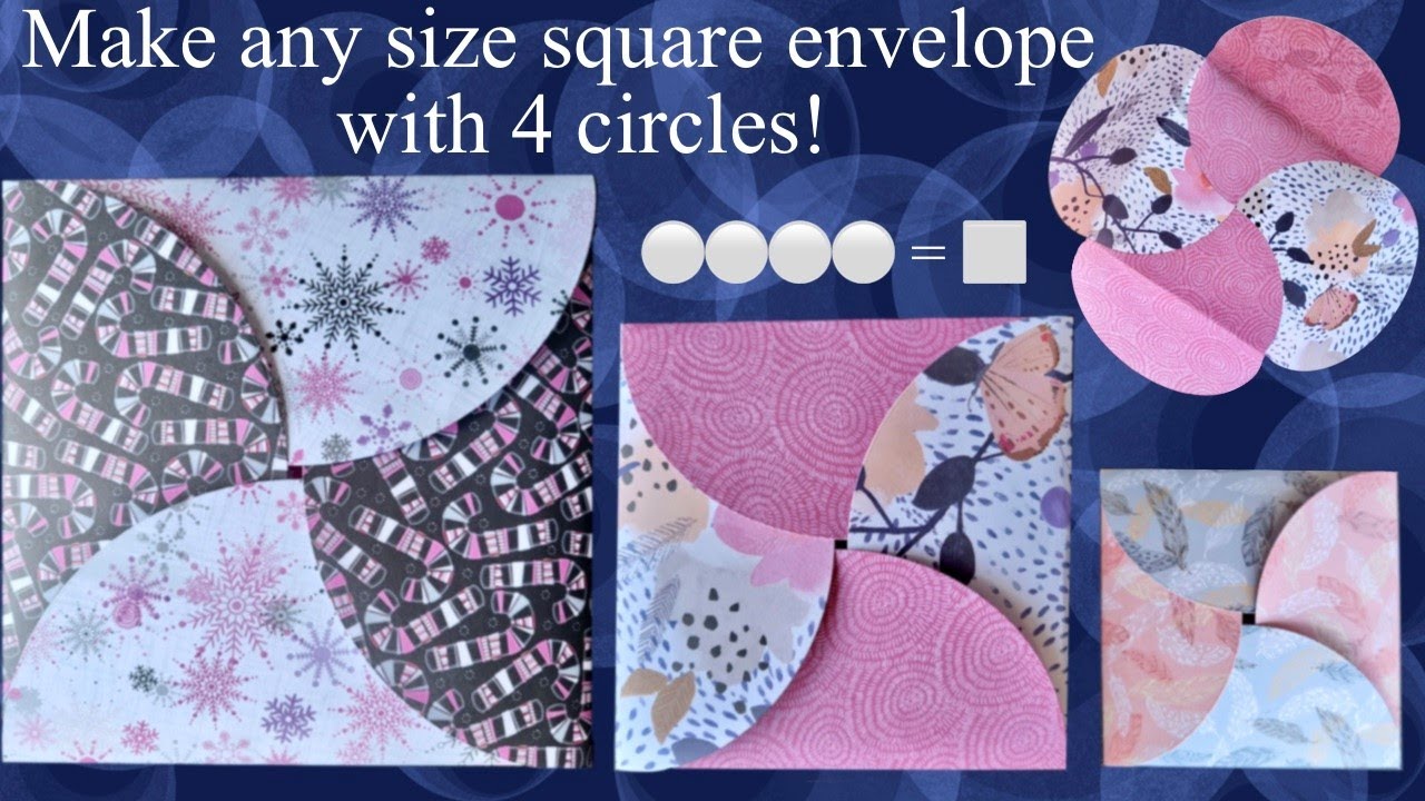 How to Tutorial Make any size square envelope with 4 circles Paper folding Card making Scrapbooking