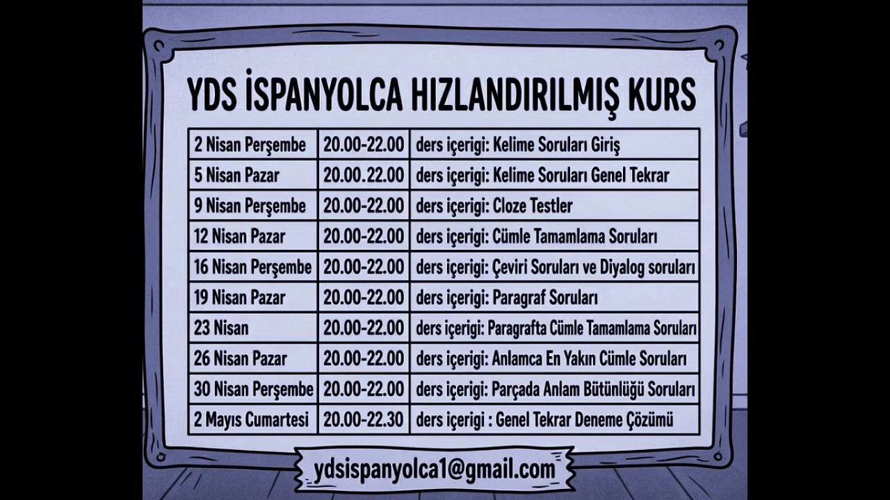 YDS İSPANYOLCA HIZLANDIRILMIŞ KURS