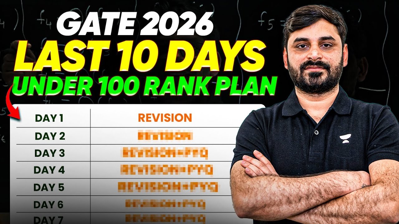 GATE 2026 Last 10 Days Strategy 🔥 Under 100 Rank Plan | Final Revision & Mock Plan