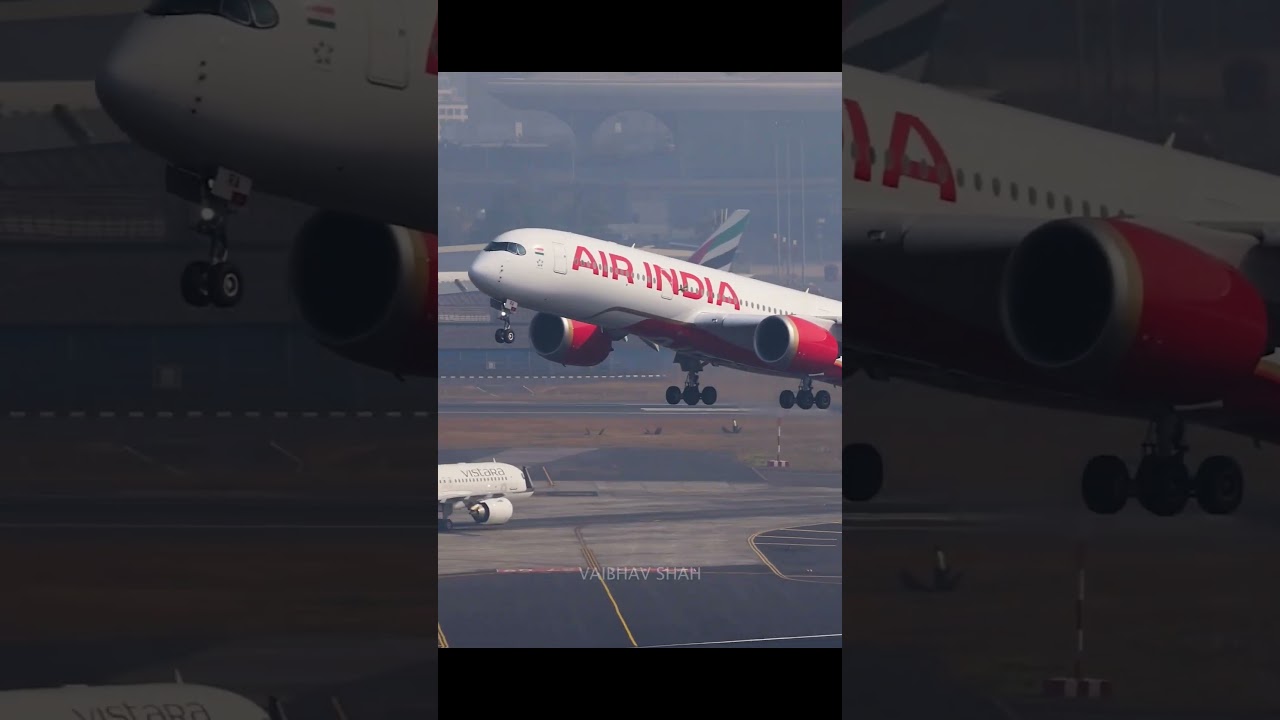 Air India's Brand-New Airbus A350 taking off from Mumbai Airport #planespotting #aviation #mumbai