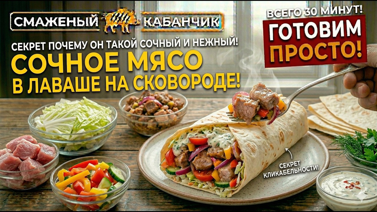В 100 раз вкуснее чебуреков! Сочное МЯСО В ЛАВАШЕ на сковороде — съедаются за минуту.