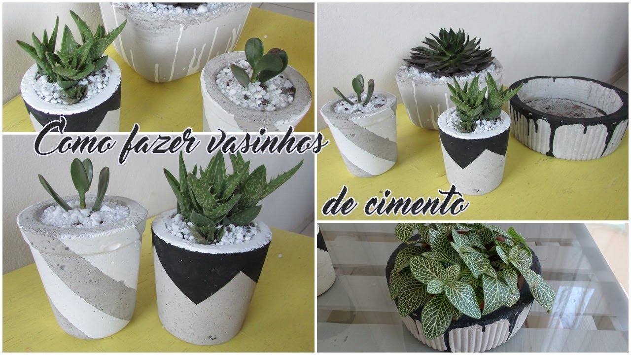 FAÇA VOCÊ MESMO -  Vasinhos de cimento para plantas! (Lidy Artesanato)
