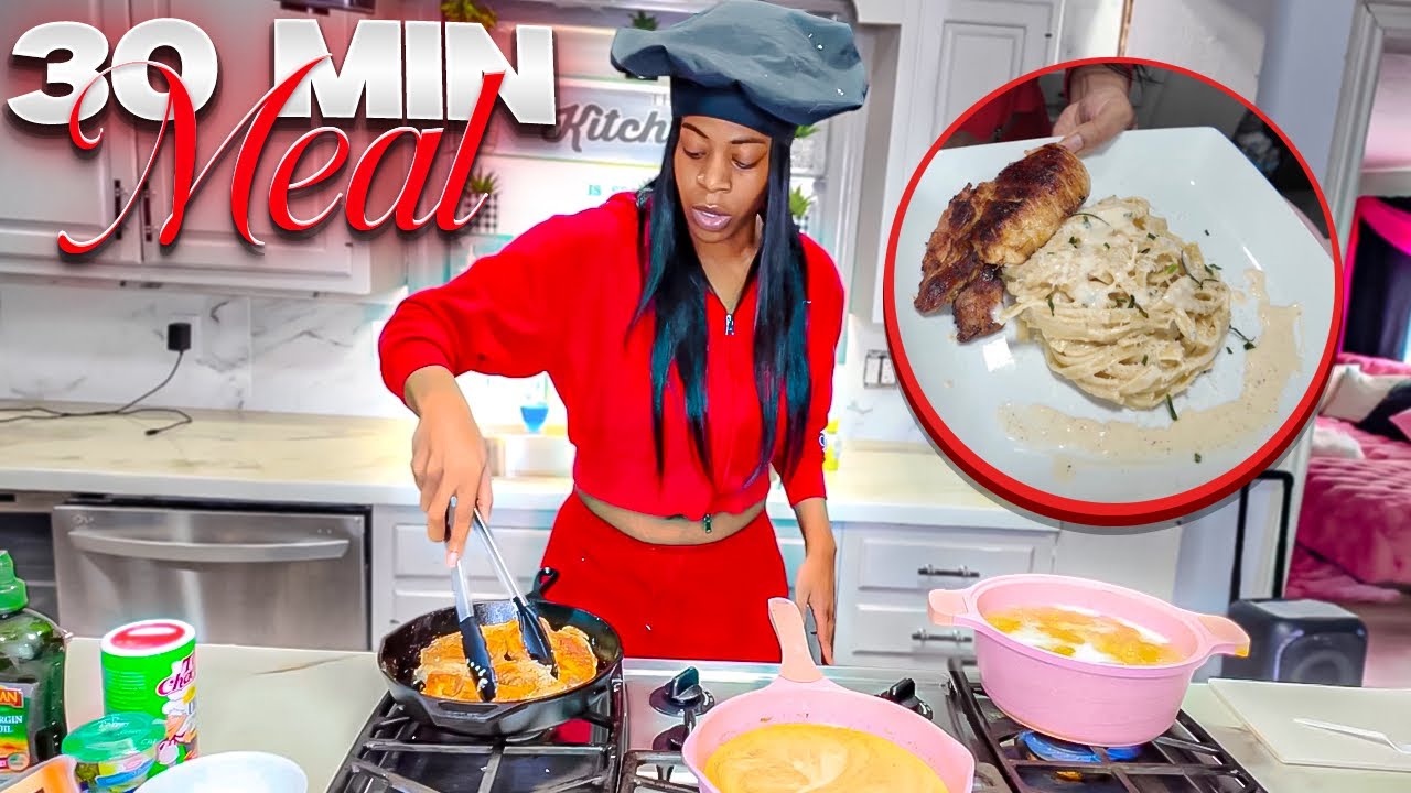 I Made the WORLD’S Creamiest Chicken Alfredo in Under 30 Minutes For My Siblings| Cooking With Bink