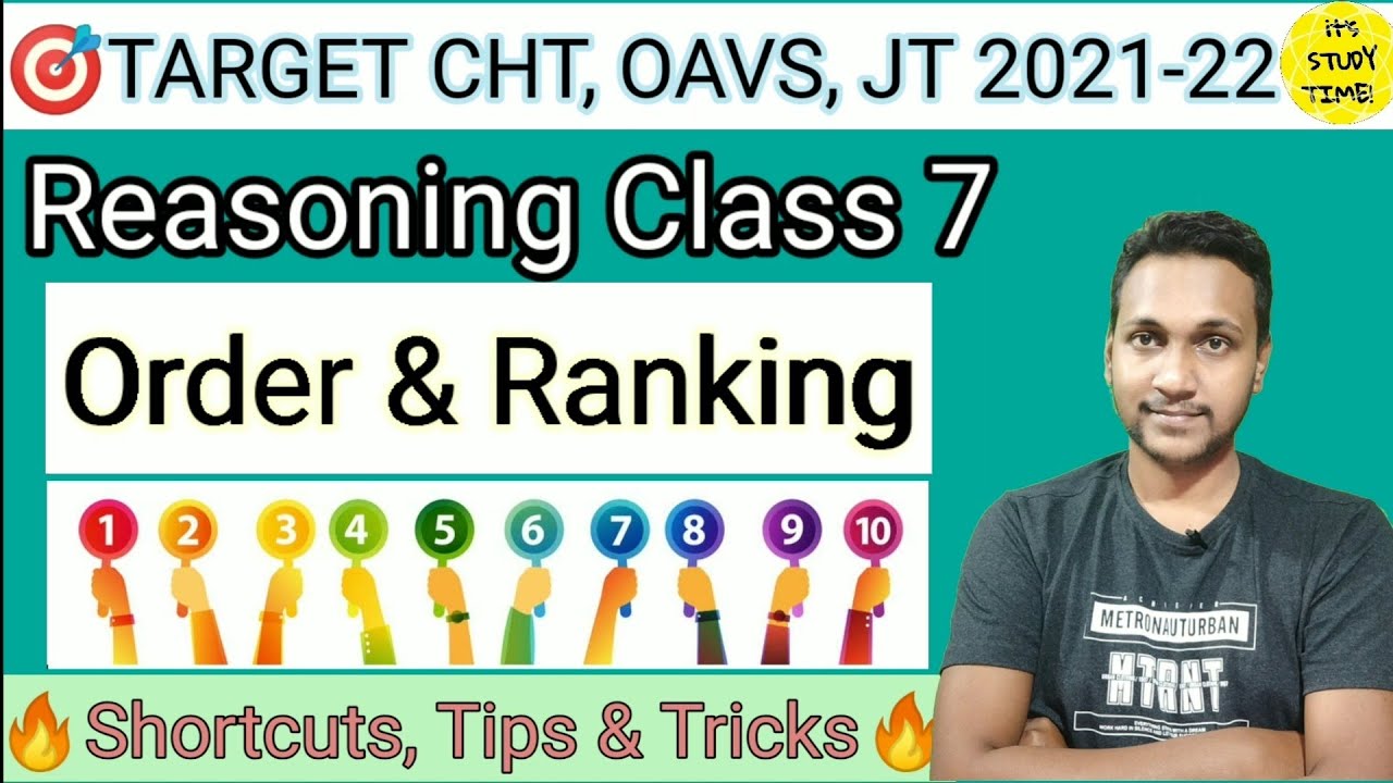 🎯Target CHT, OAVS, JT 2021-22 || Order & Ranking || Shortcut || Reasoning Class 7 || it's study time