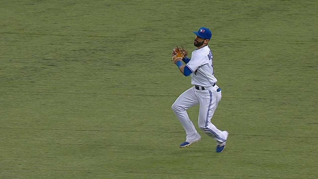 KC@TOR: Bautista fires to nab Butler at first base