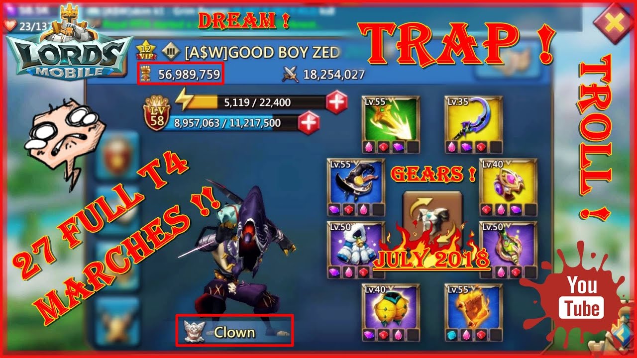56M TRAP vs 27 T4 MARCHES || Lords Mobile