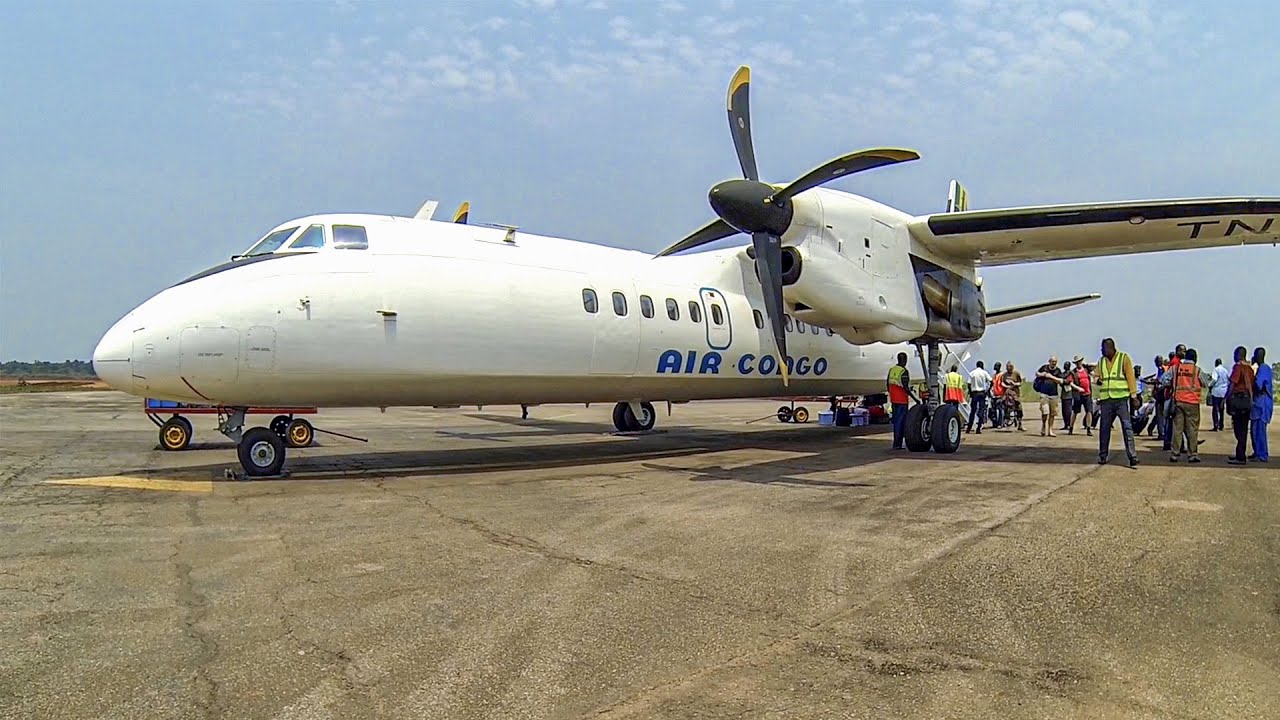 Congo, takeoff and landing, Brazzaville to Ouesso, Xian MA60