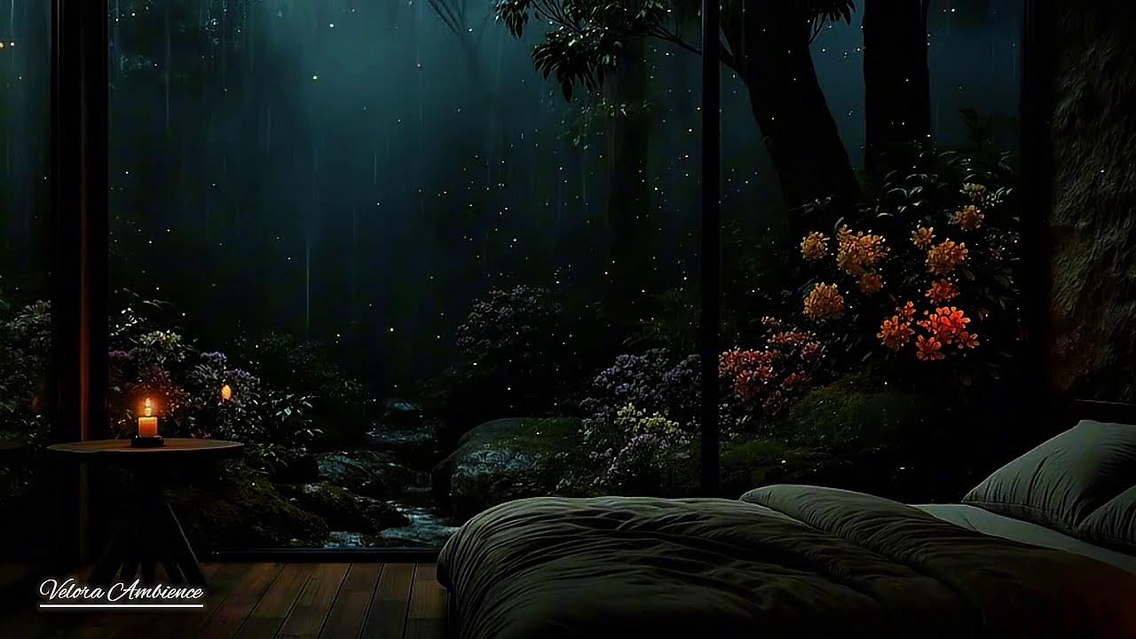 “Cozy Forest Bedroom in Heavy Rain 🌧️ Fall Asleep Fast with Nature Sounds”
