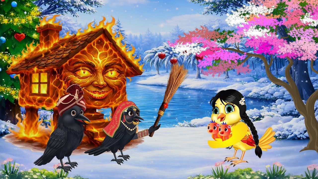 बर्फ में ठिठुरती बीमार चिड़िया ?| Birds cartoon |Moral Story | minu chidiya tv | Achi karton | birds
