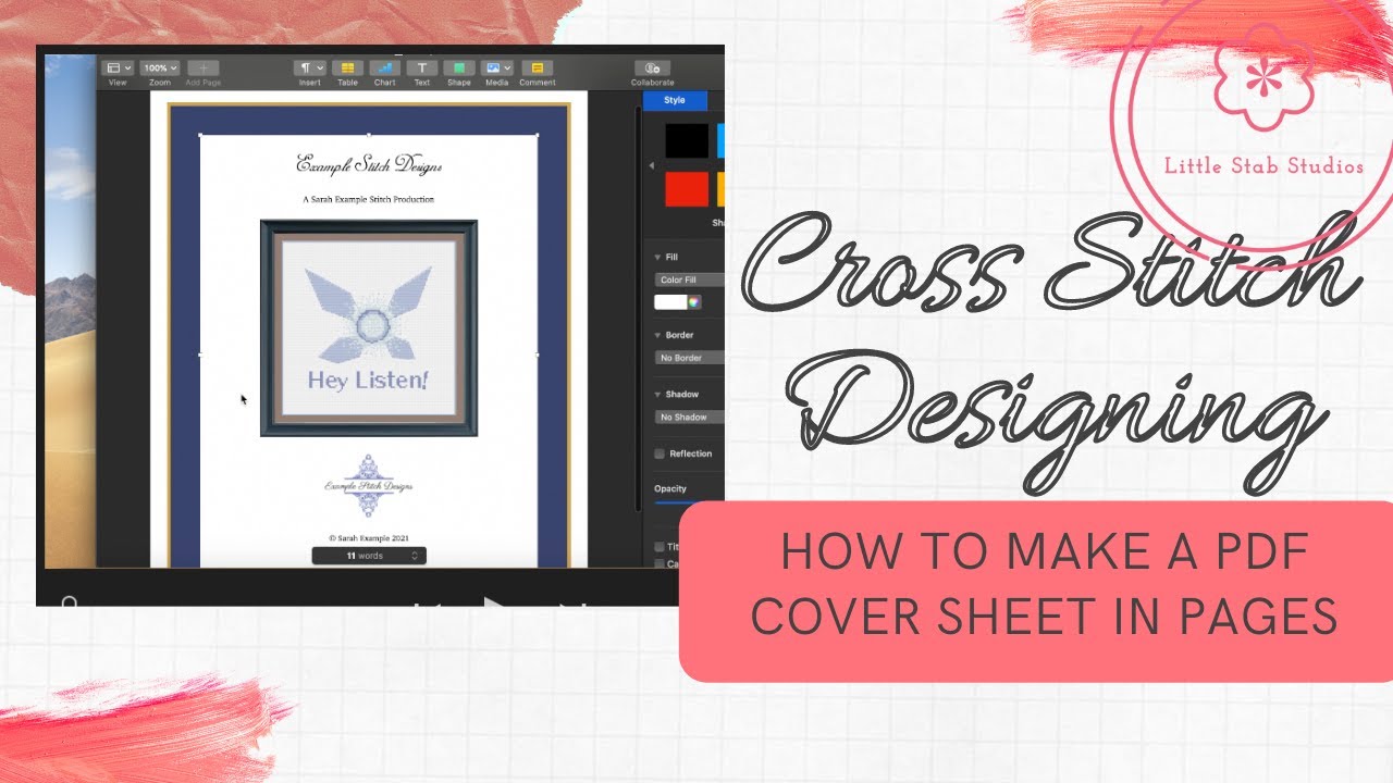 Cross Stitch Designing How to Make a Cover Sheet Using Pages