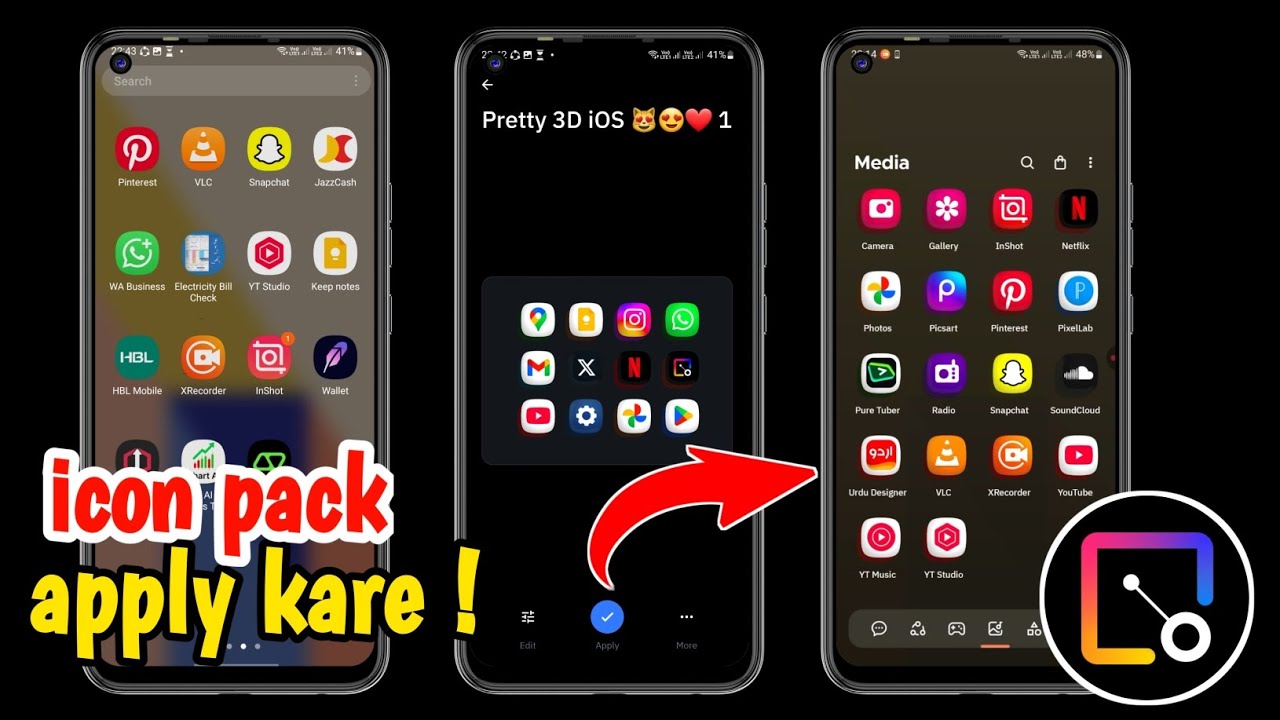 Icon Theme Kaise Apply Kare | Apply Icons Styles Icon Pack Studio | Icon Pack App Tutorial