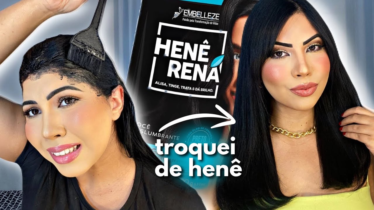HENÊ ♡ CABELO Preto Azulado?  Retoque de Raiz com rená embelleze