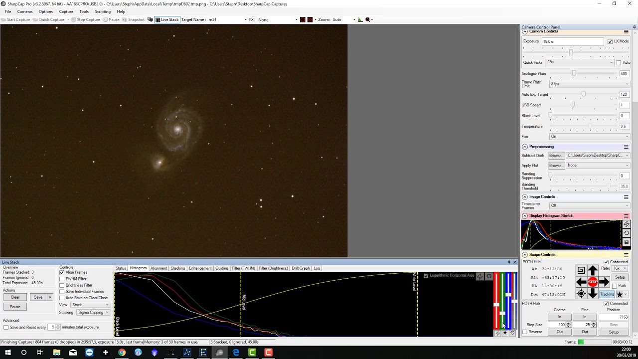 M51 with a T300, ASA Coma Corrector, Altair Hypercam 183C