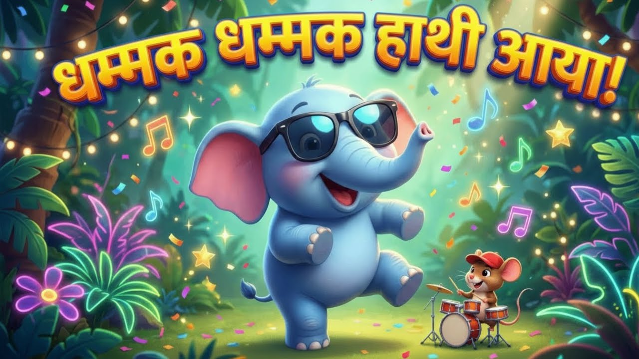 धम्मक धम्मक हाथी आया 🐘 | Hathi Dance Song for Kids | Elephant Dance Song in Hindi