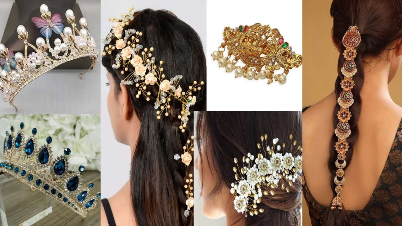 women's hair accessories|studded hair bun pin with perls chain|women hair bands|handmade hair bands|
