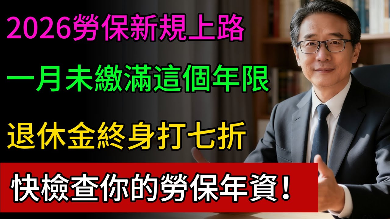 2026勞保最新規定：未繳滿這個年限，退休金“終身打七折”，快檢查你的勞保年資！#勞保 #退休金 #中老年 #健康隨行