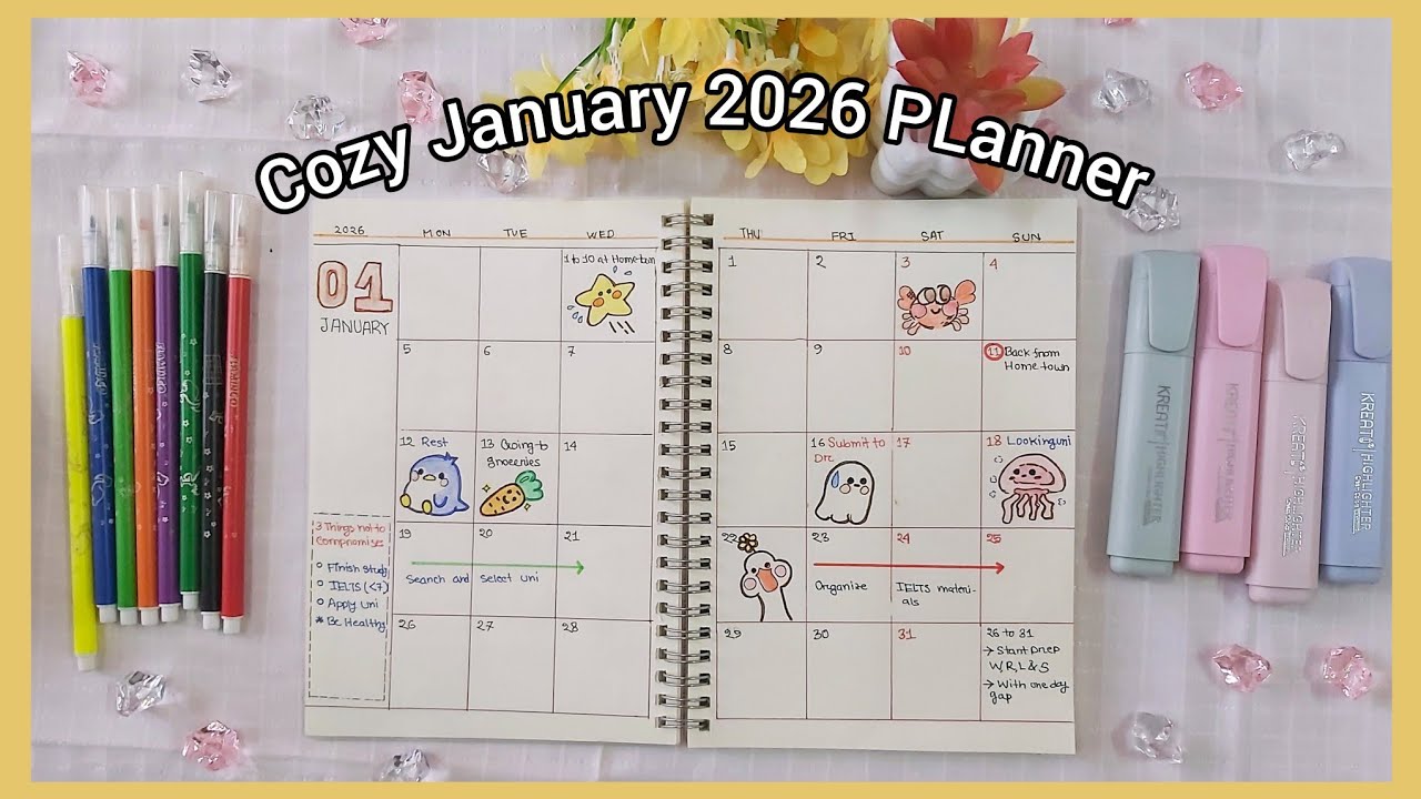 Cozy January 2026 Planner 🧸✨| Cute & Simple Monthly Journal Setup 🌿✨