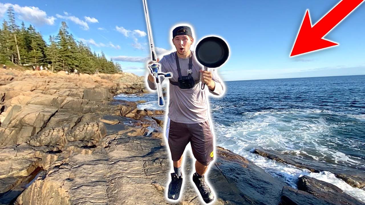 Eating Whatever I Catch.. (Catch and Cook) Saltwater Cliffs Fishing