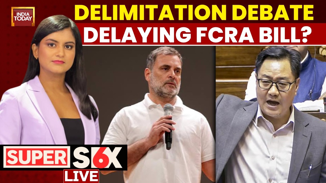 LIVE: Modi Govt's FCRA Bill Dilemma | Delimitation Bill Delaying FCRA Bill? | NDA vs INDIA | Super 6