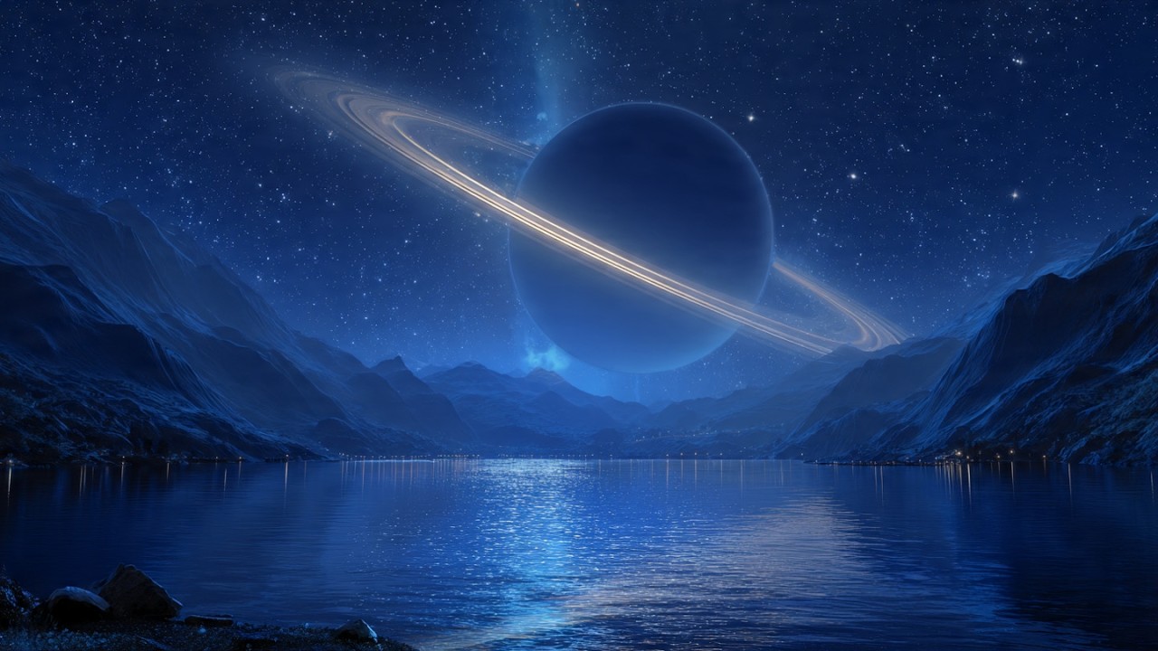 🪐 Saturn Blue Night | Deep Focus Chillout Lounge Ambient Music