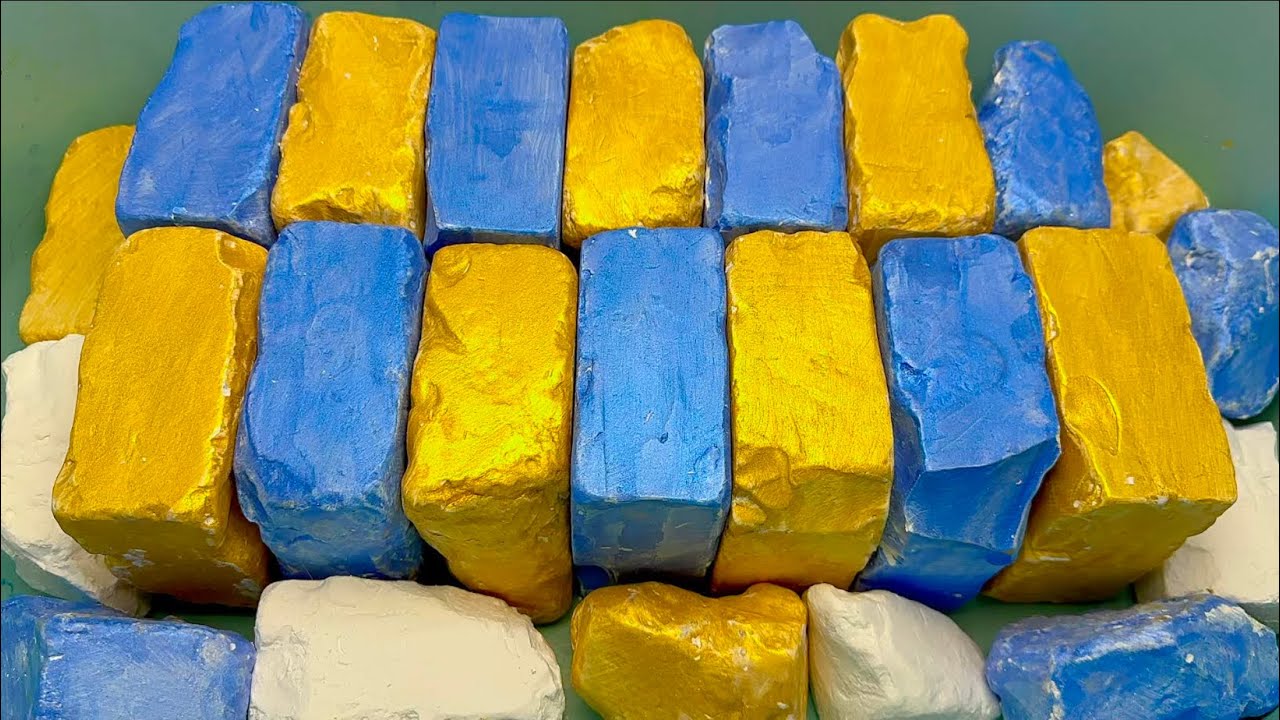 ✨Gold & 💎Blue 🌃Unpolished Chalk | Crunchy Texture | Satisfying Crushing Sounds | Relaxing ASMR