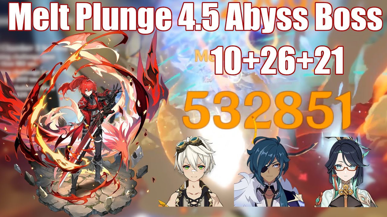 Diluc Melt Plunge 4.5 Abyss Speedrun Bot Half 57s