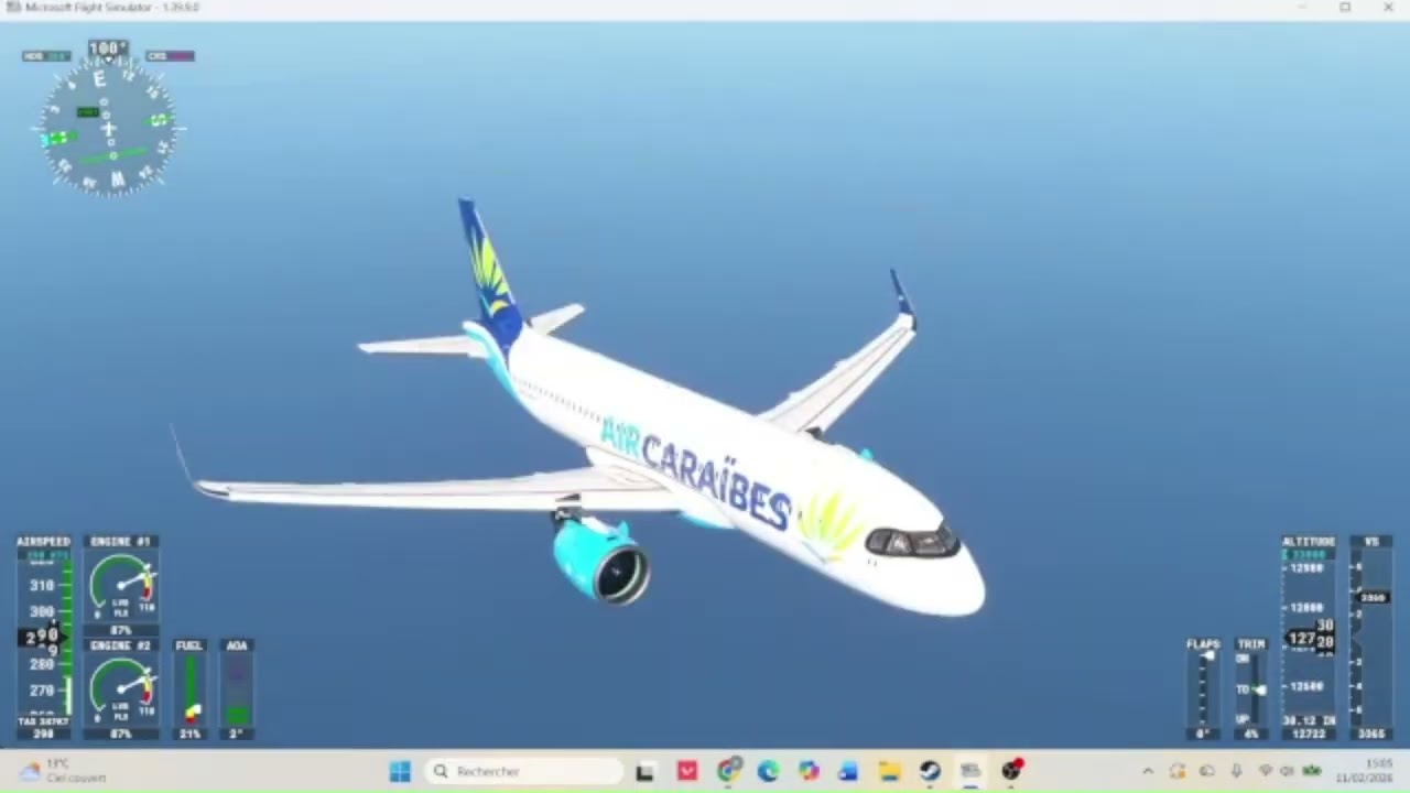 A32NX Full Flight TNCM - TFFF Air caraibes | #msfs2020 #aviation