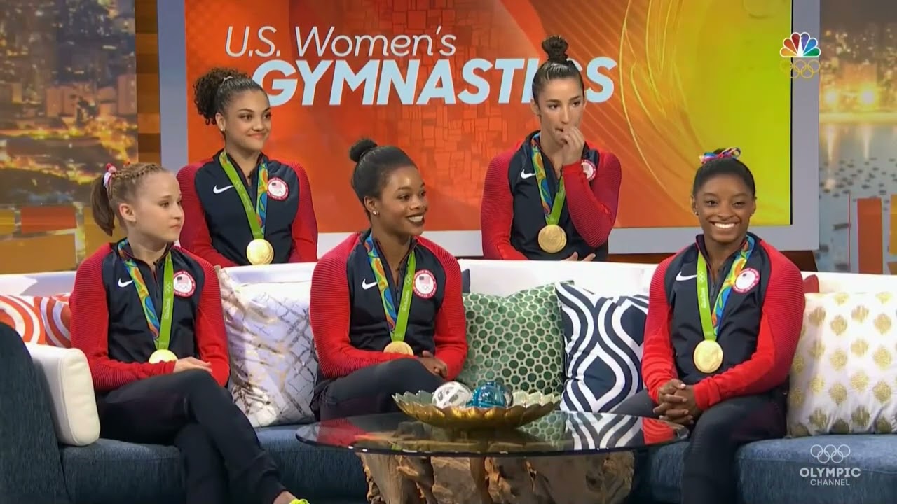 2016 Olympic Team Final - Final Five interview and USA anthem