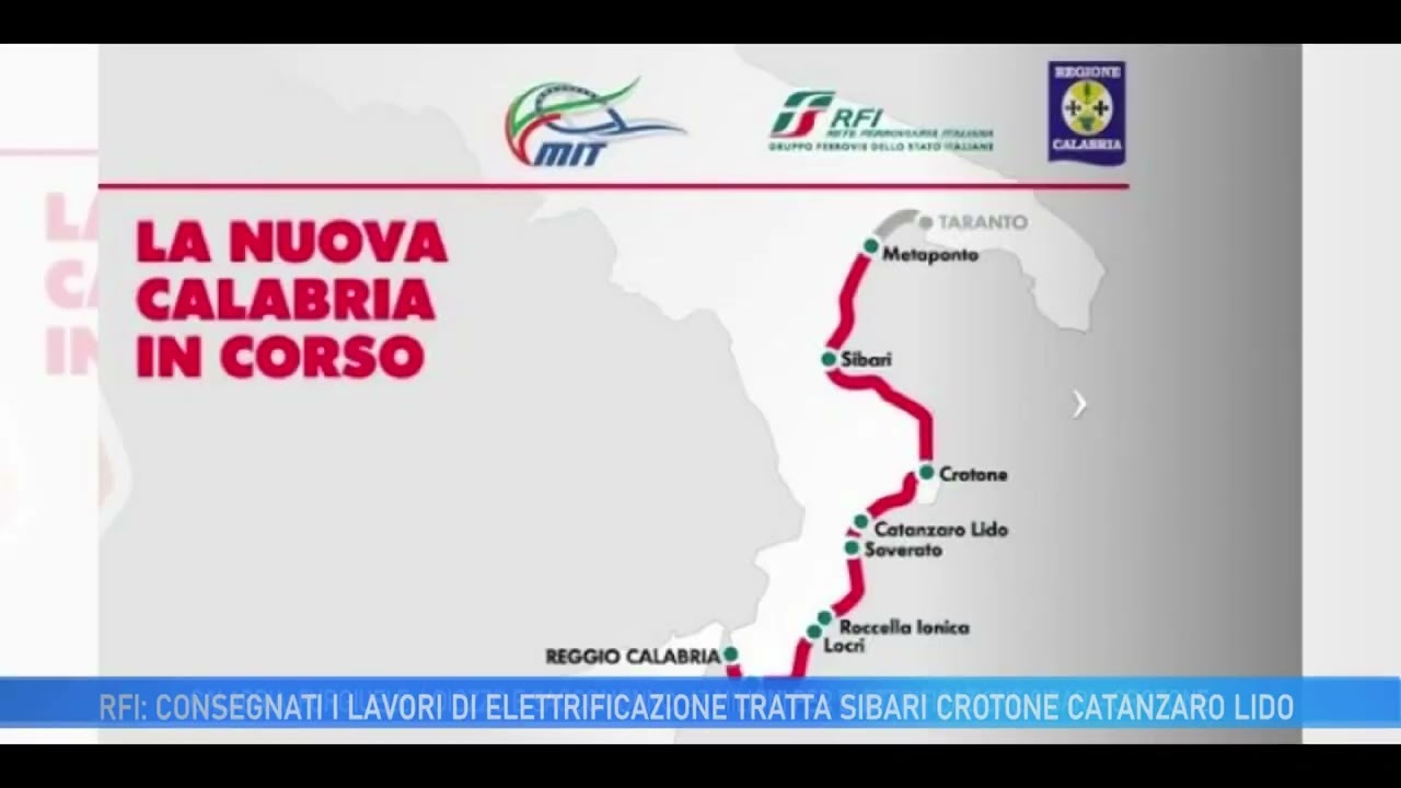 RFI: CONSEGNATI I LAVORI DI ELETTRIFICAZIONE SIBARI, CROTONE CATANZARO LIDO