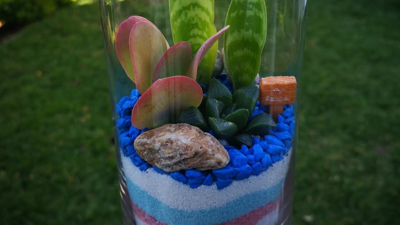 How to make succulent terrarium (layered sand & pebbles design)PART 1