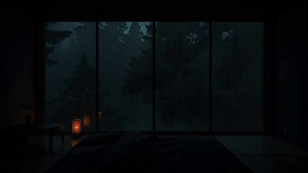 Rain Sounds for Sleeping Dark Bedroom 🌧️ No Ads Focus Meditation Calm Night