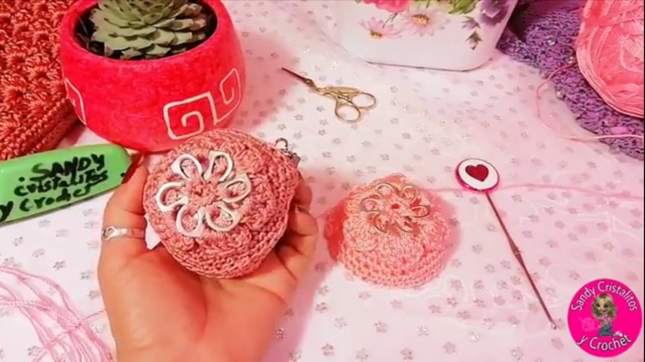 Monedero redondo a crochet con fichas/Anillas